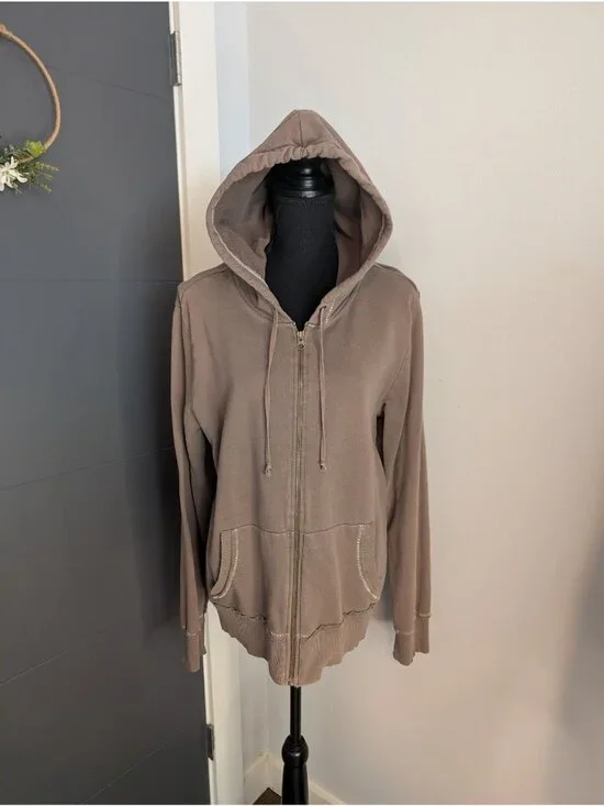 y2k Old Navy Brown 100% Cotton Full-Zip Hoodie - XXL - Picture 2 of 7